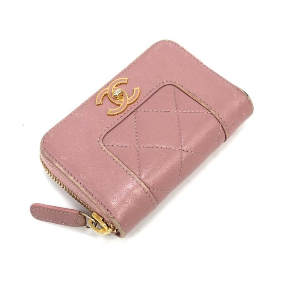 CHANEL Mademoiselle Caviar Quilted Leather Pink Card Holder Zip Around Wallet CC - Picture 2 of 10